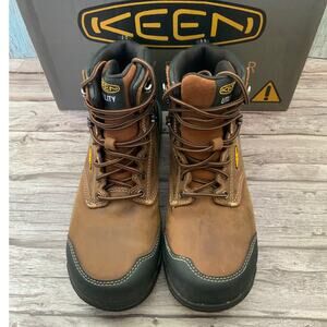 Keen Evanston 6" Carbon Toe Waterproof Work Boots Bison Black Women's 7.5